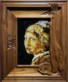 Панно из дерева и янтаря Ян Вермеер "Девушка с жемчужной серёжкой"